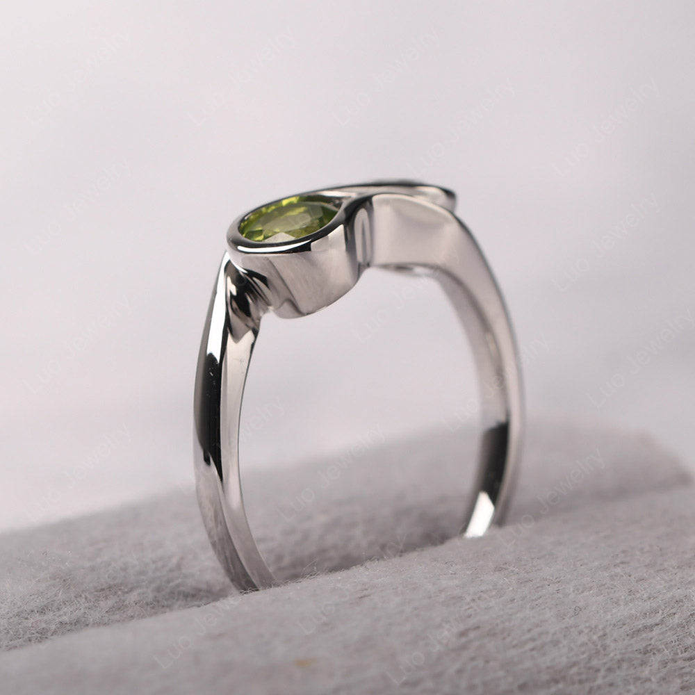 Peridot And Cubic Zirconia Ring Double Stone Engagement Ring - LUO Jewelry