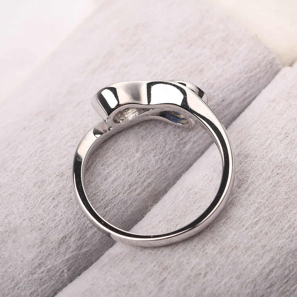 Lab Sapphire And Cubic Zirconia Ring Double Stone Engagement Ring - LUO Jewelry