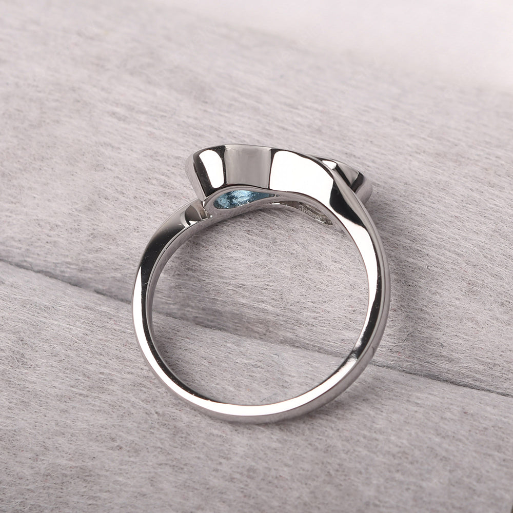 Swiss Blue Topaz And Cubic Zirconia Ring Double Stone Engagement Ring - LUO Jewelry