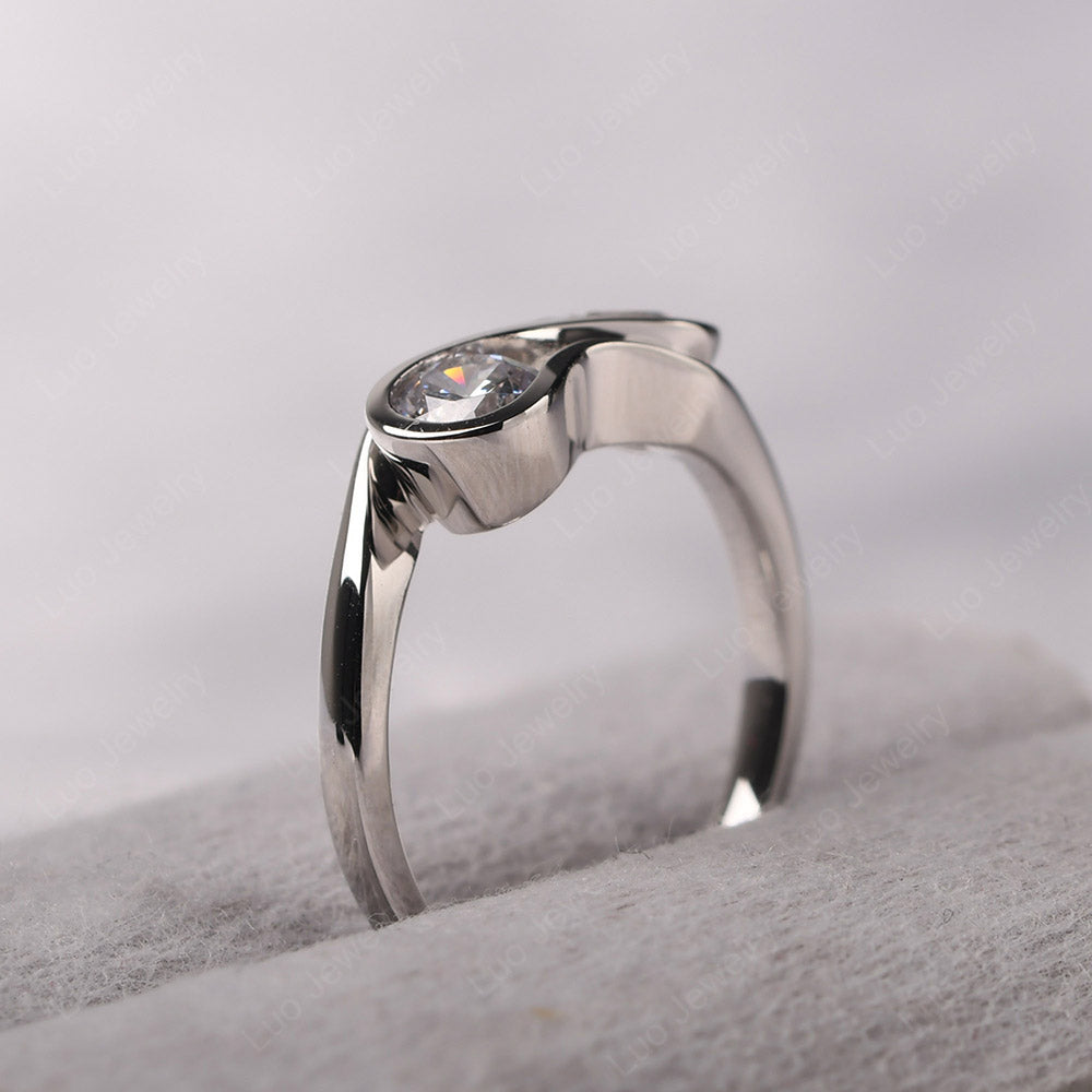 Cubic Zirconia And Cubic Zirconia Ring Double Stone Engagement Ring - LUO Jewelry