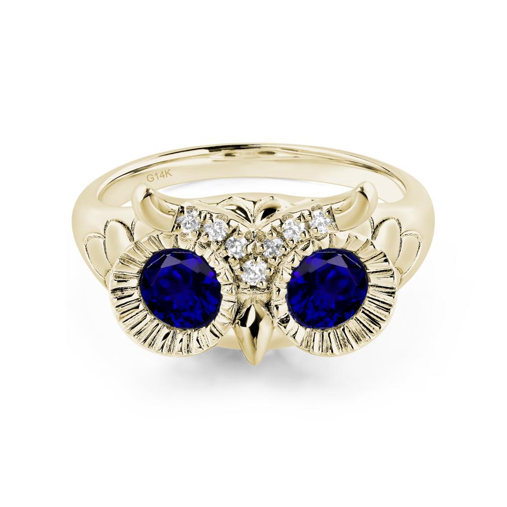 Sapphire Owl Ring - LUO Jewelry #metal_14k yellow gold