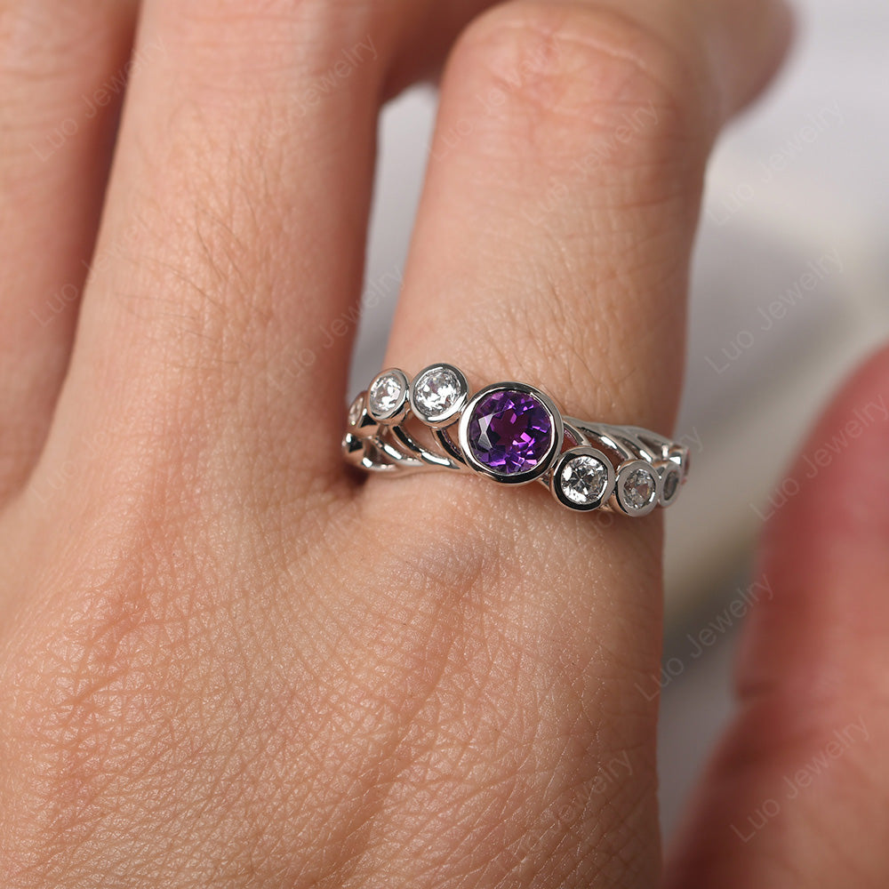 Twisted Multi Stone Amethyst Ring - LUO Jewelry