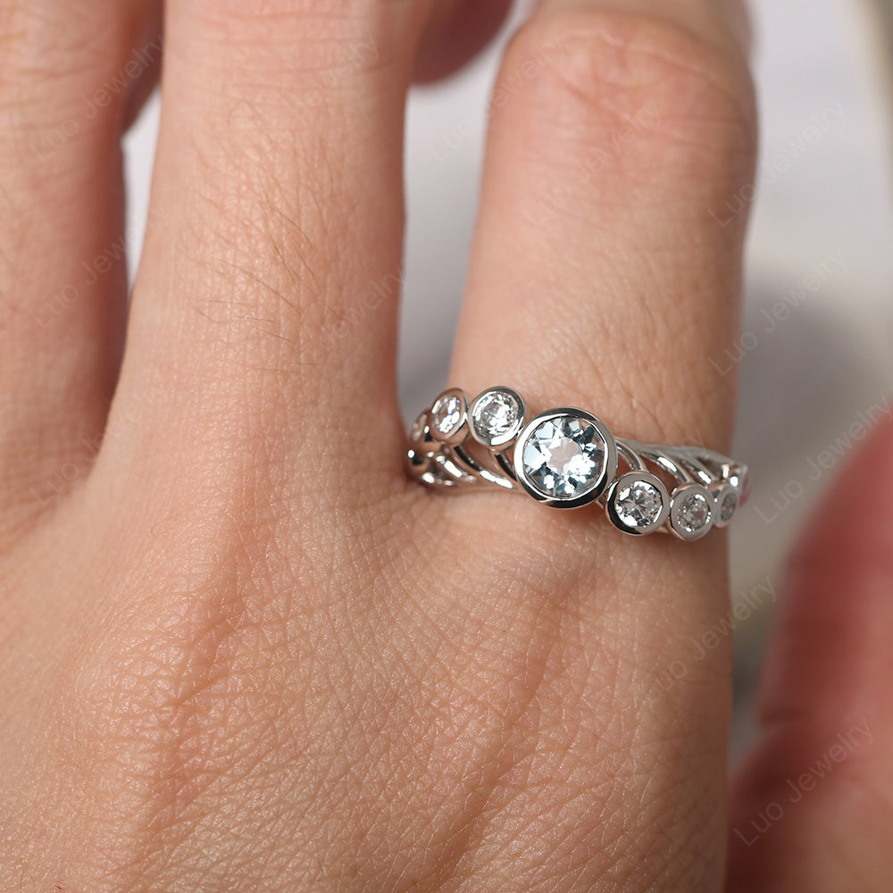 Twisted Multi Stone Aquamarine Ring - LUO Jewelry