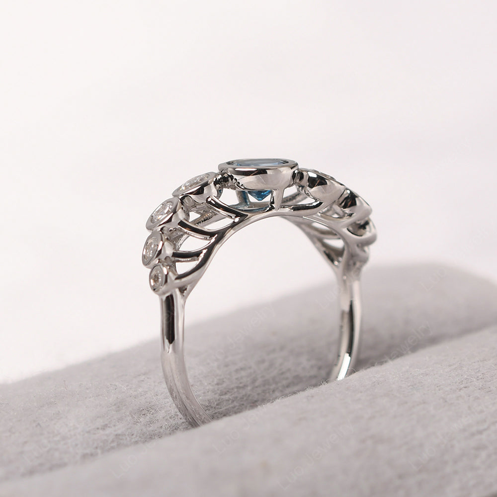 Twisted Multi Stone London Blue Topaz Ring - LUO Jewelry
