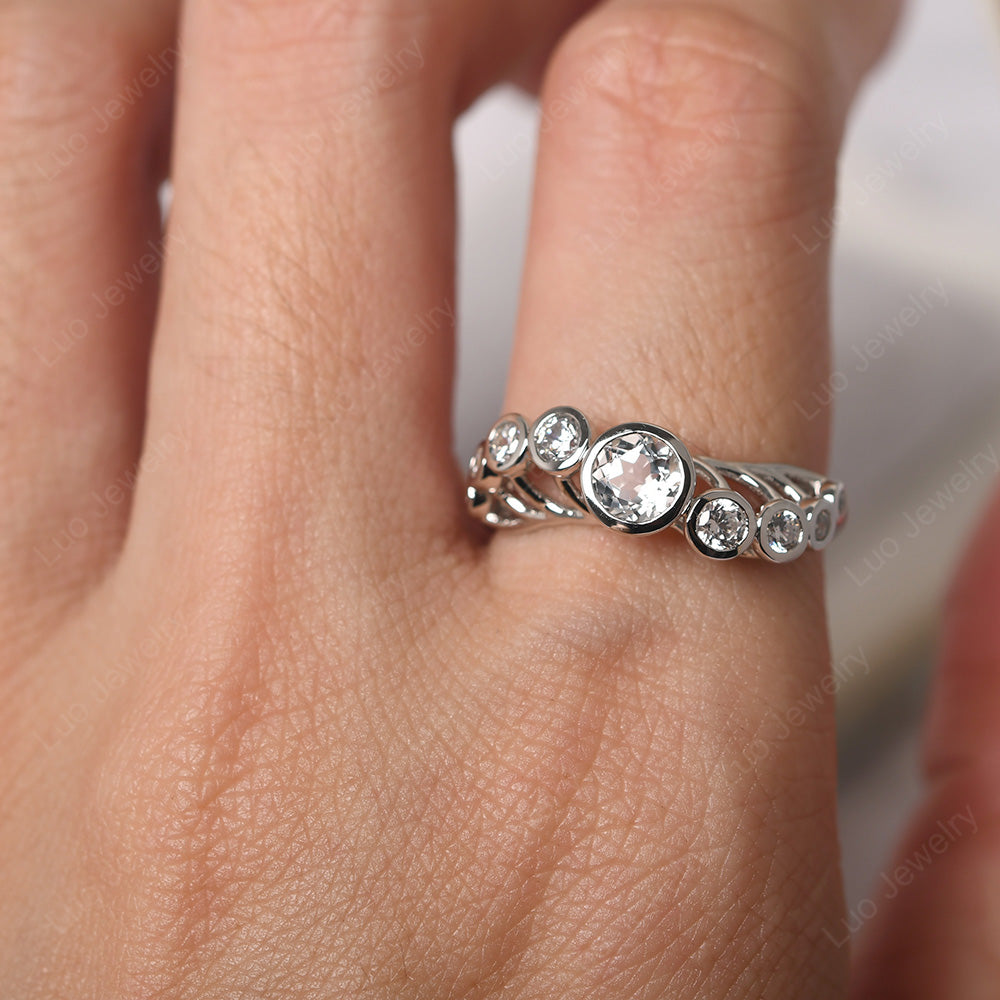Twisted Multi Stone White Topaz Ring - LUO Jewelry