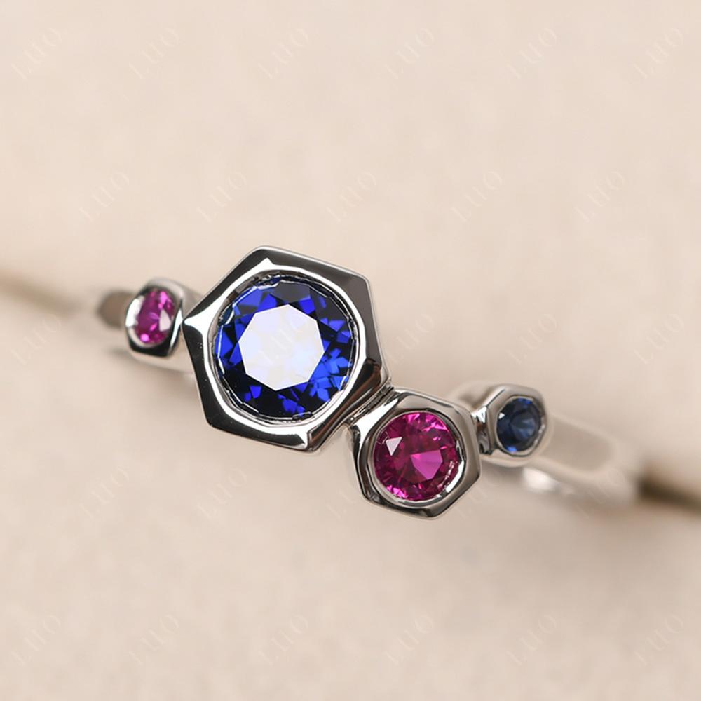 Dainty Sapphire Honeycomb Ring - LUO Jewelry