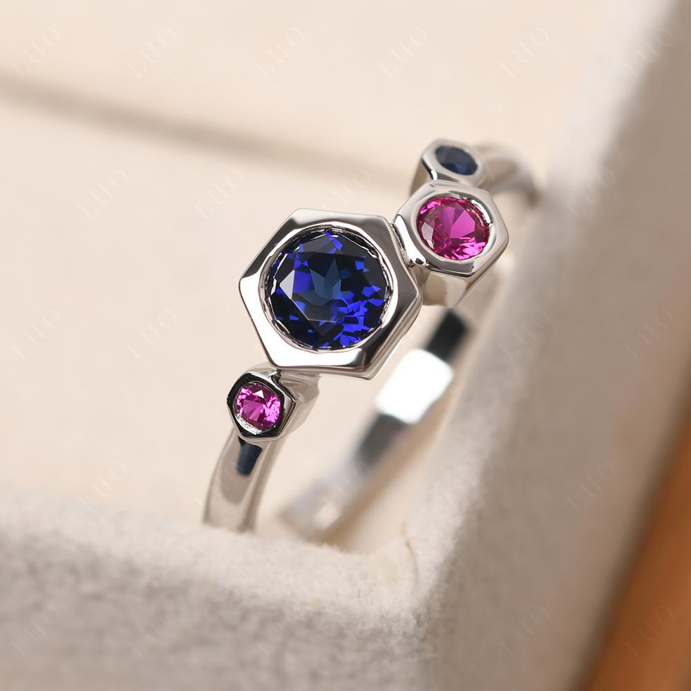 Dainty Sapphire Honeycomb Ring - LUO Jewelry