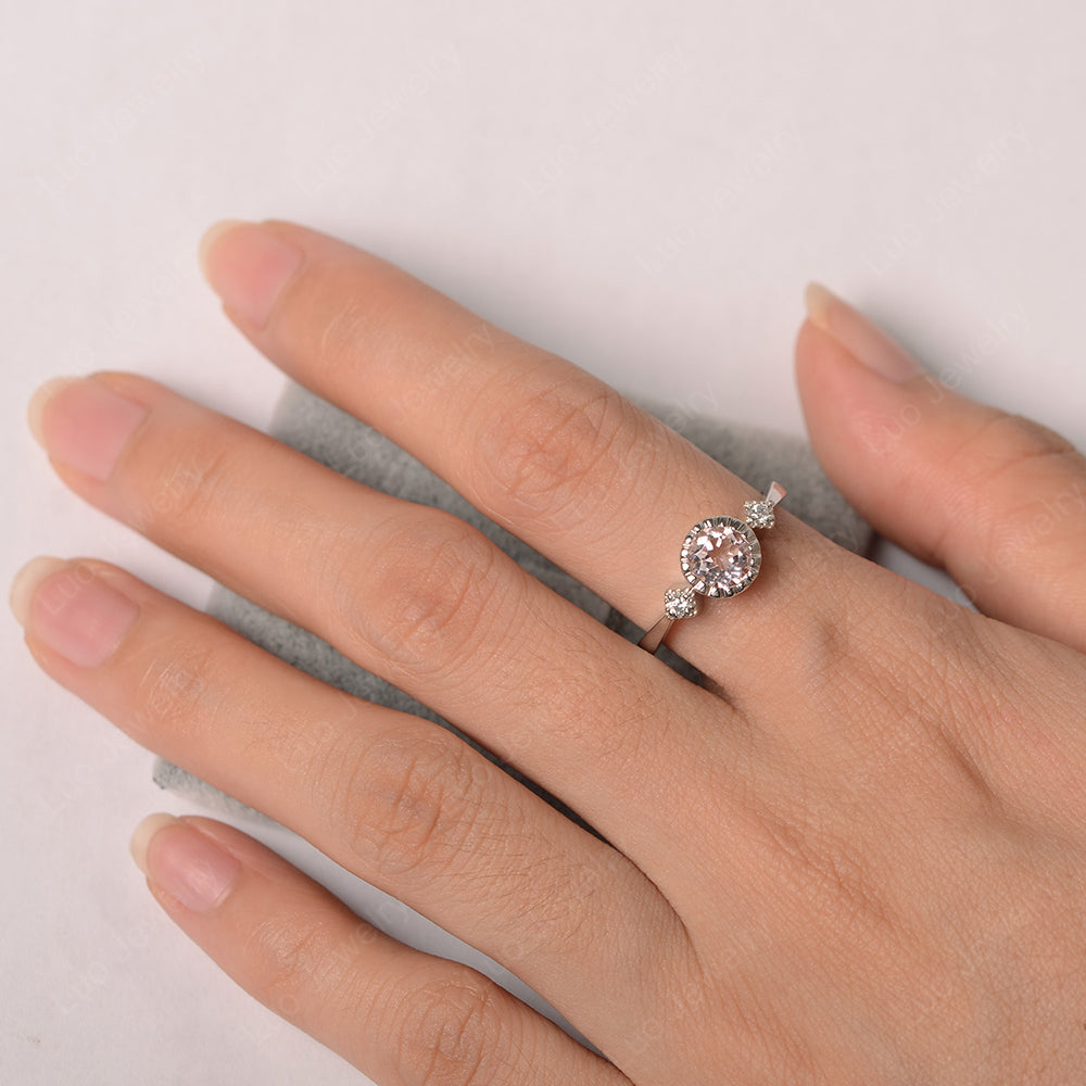 Vintage Morganite Ring Bezel Set Art Deco - LUO Jewelry