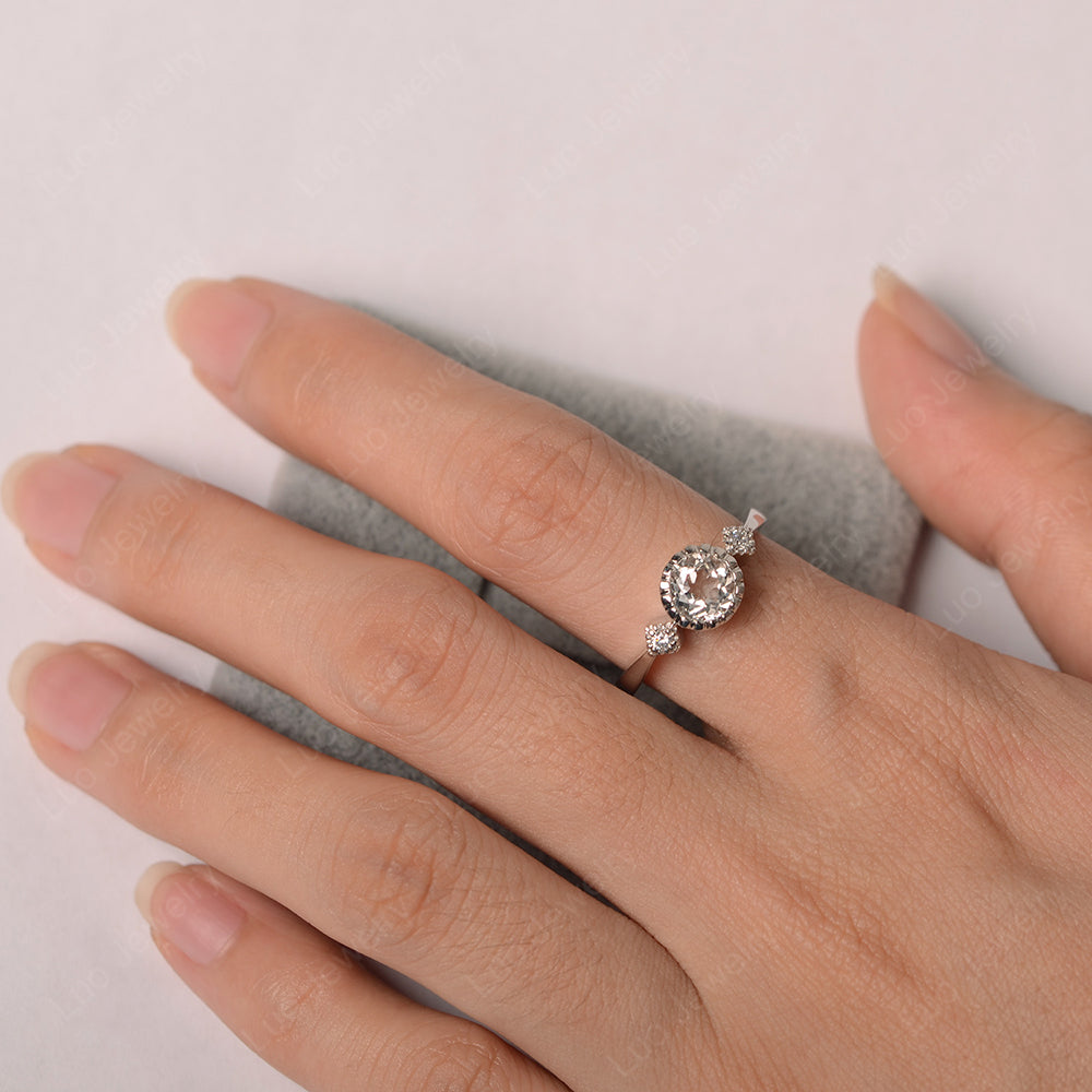 Vintage White Topaz Ring Bezel Set Art Deco - LUO Jewelry