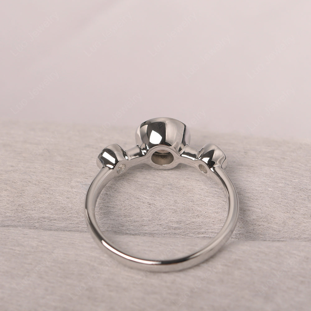 Smoky Quartz Wedding Ring 3 Stone Bezel Set Ring - LUO Jewelry