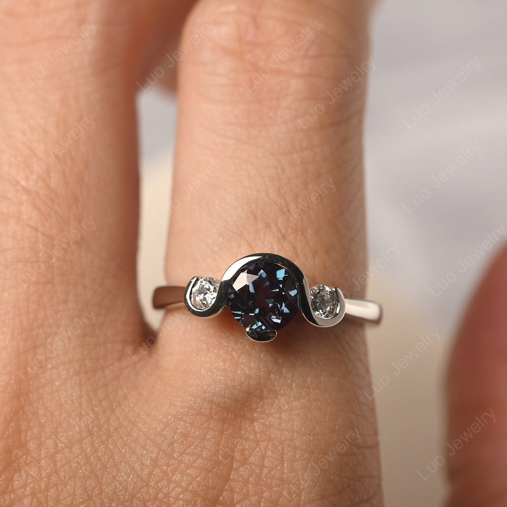 Alexandrite Vintage Bezel Set Engagement Rings - LUO Jewelry