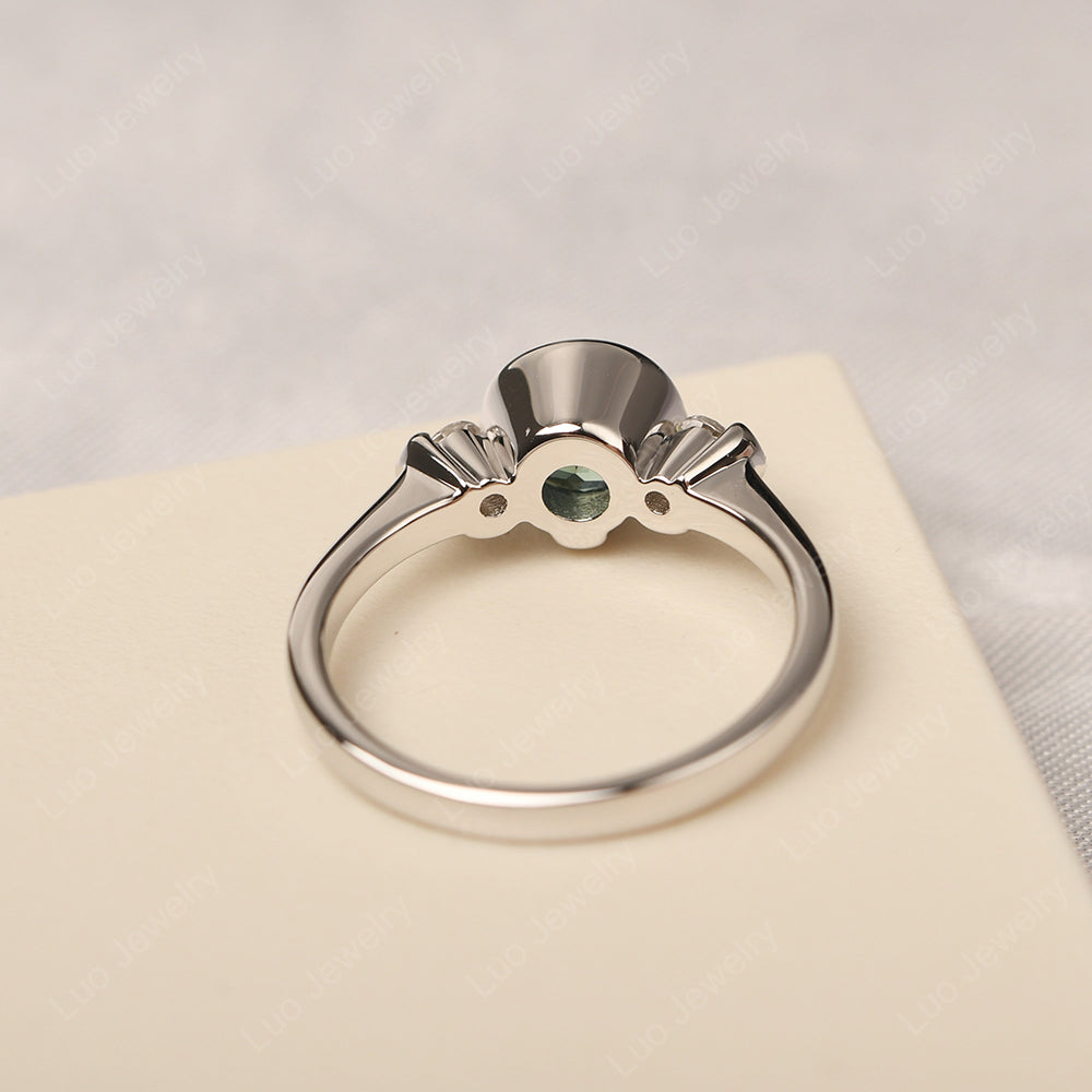 Green Sapphire Vintage Bezel Set Engagement Rings - LUO Jewelry