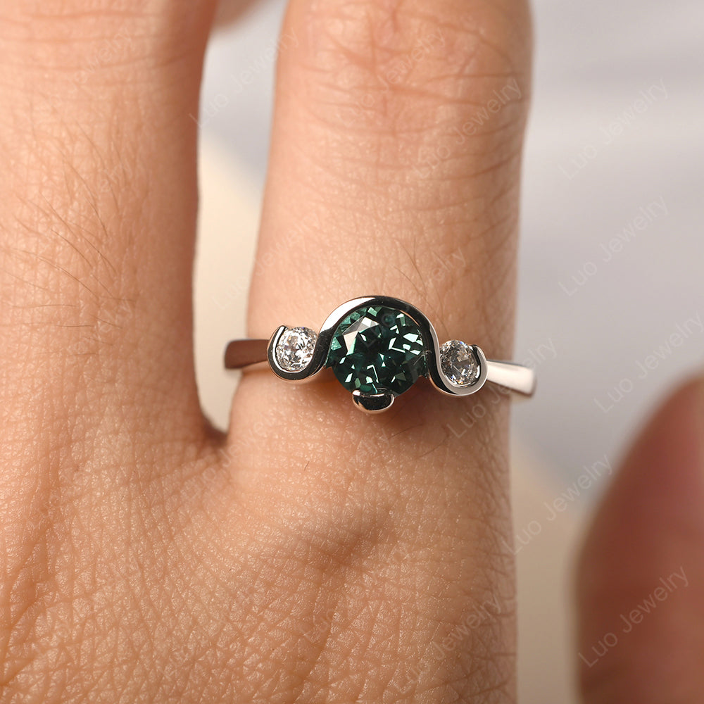 Green Sapphire Vintage Bezel Set Engagement Rings - LUO Jewelry