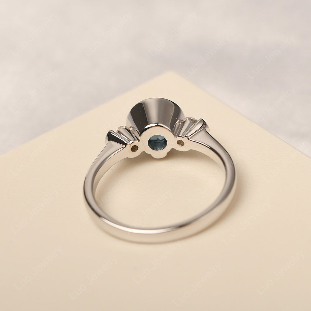 London Blue Topaz Vintage Bezel Set Engagement Rings - LUO Jewelry