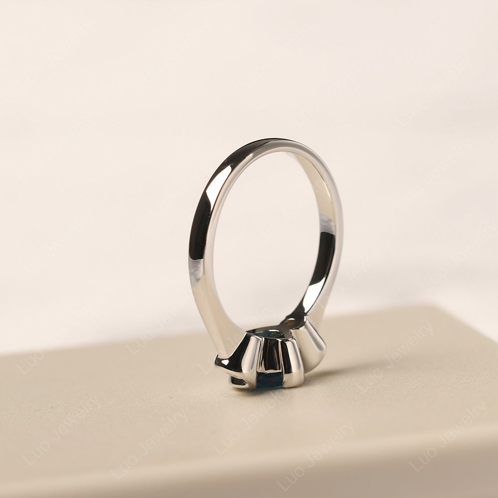 Swiss Blue Topaz Vintage Bezel Set Engagement Rings - LUO Jewelry