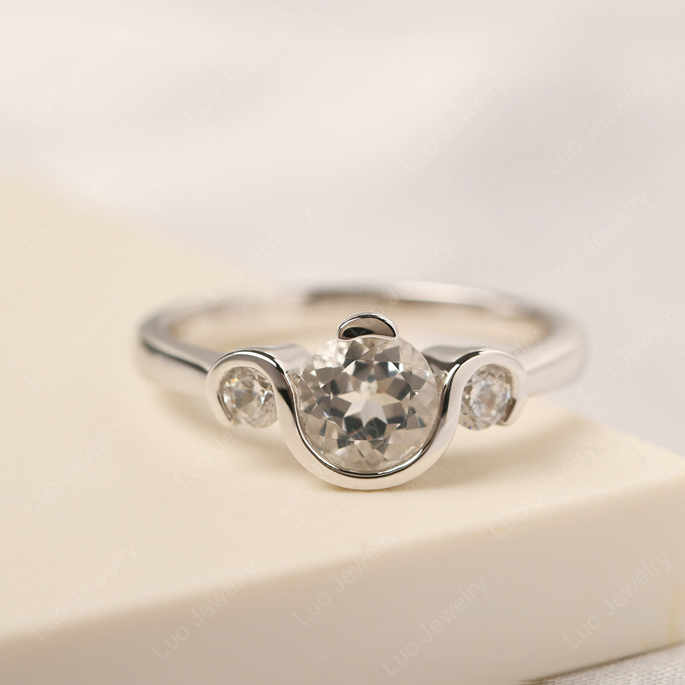 White Topaz Vintage Bezel Set Engagement Rings - LUO Jewelry