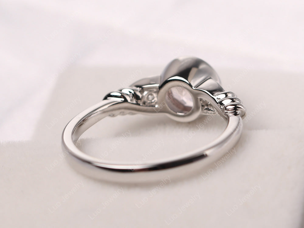 Morganite Ring Round Bezel Engagement Ring - LUO Jewelry