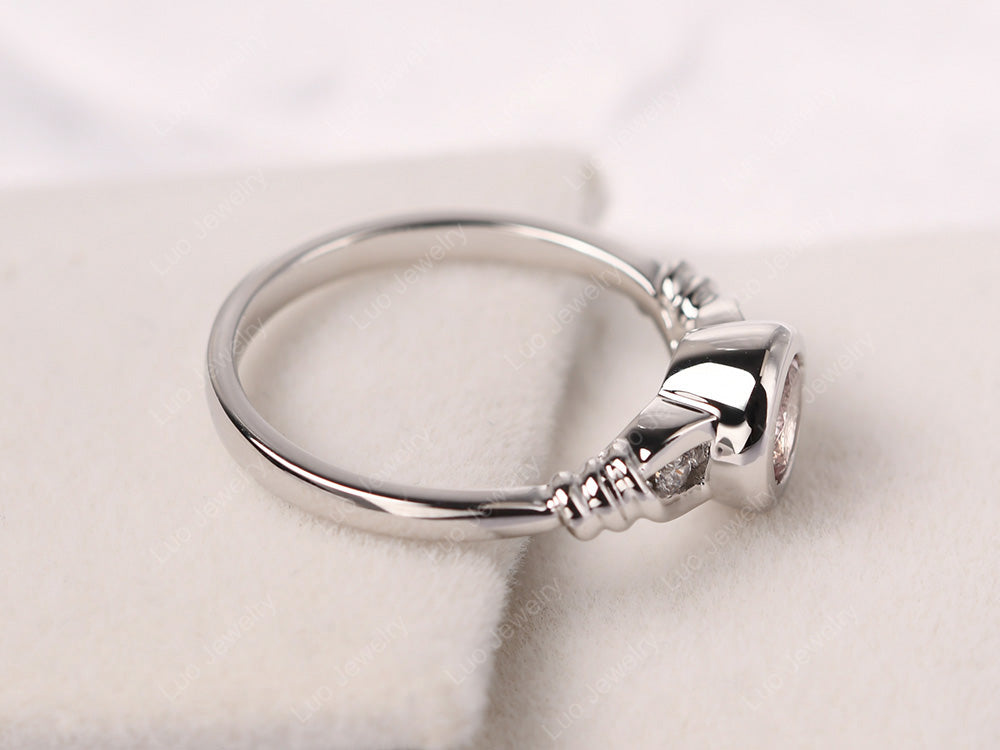 Morganite Ring Round Bezel Engagement Ring - LUO Jewelry