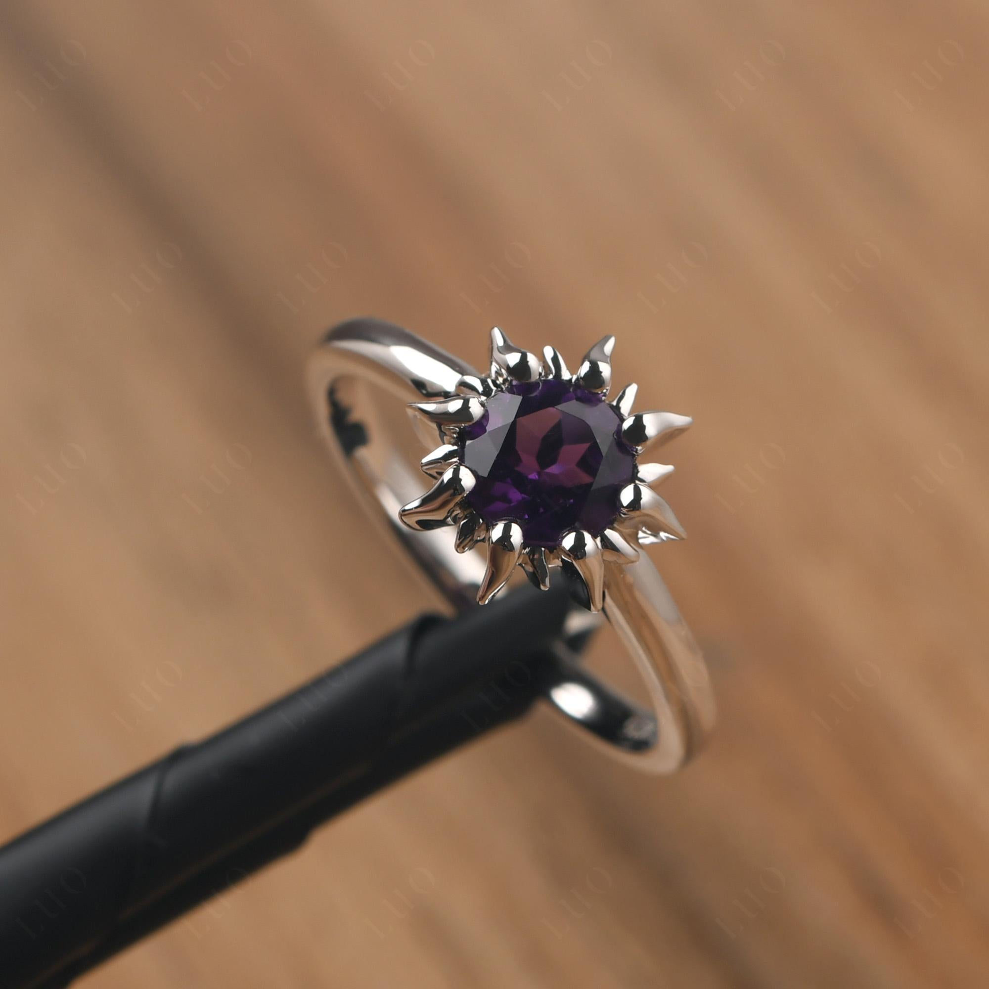 Sunburst Amethyst Solitaire Ring - LUO Jewelry