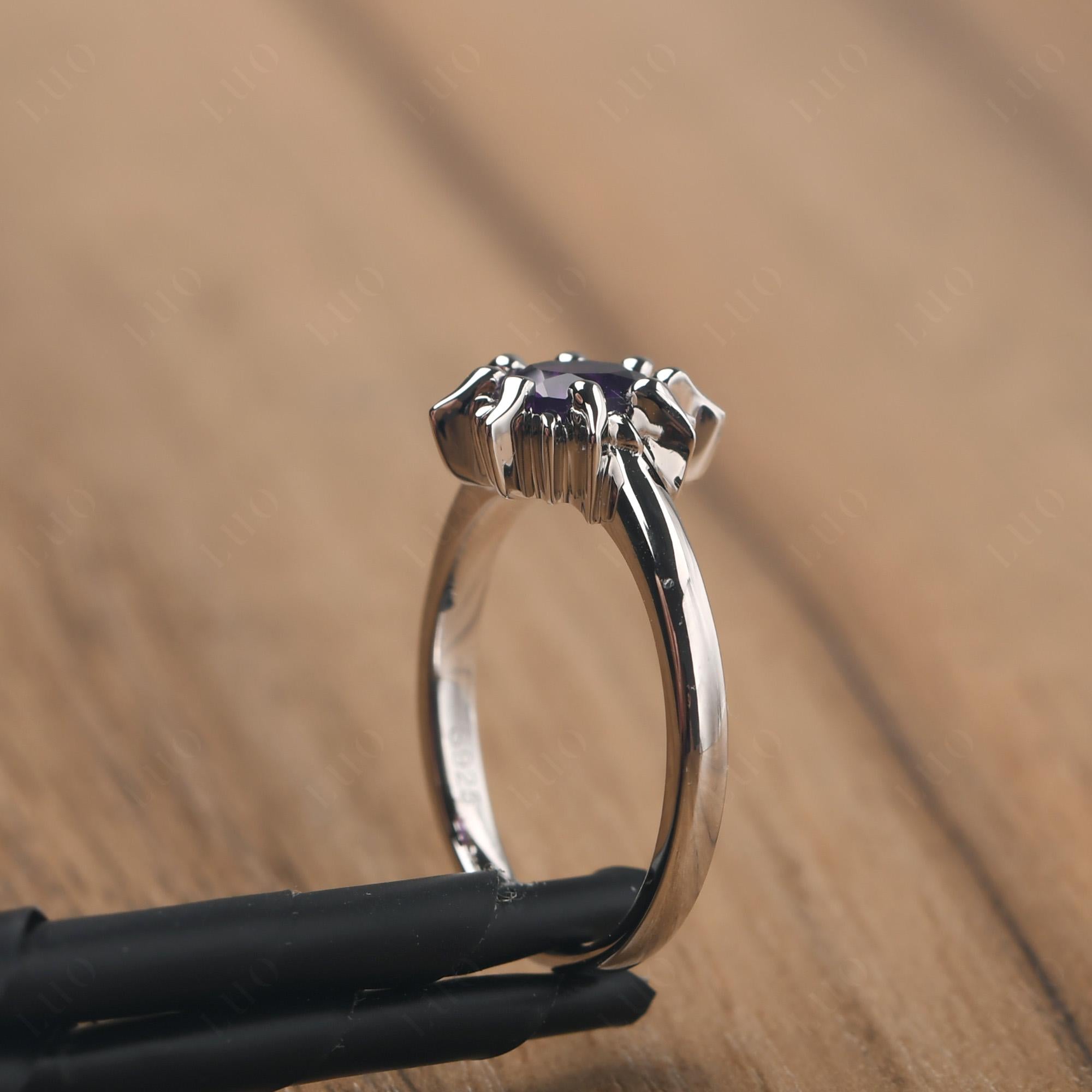 Sunburst Amethyst Solitaire Ring - LUO Jewelry