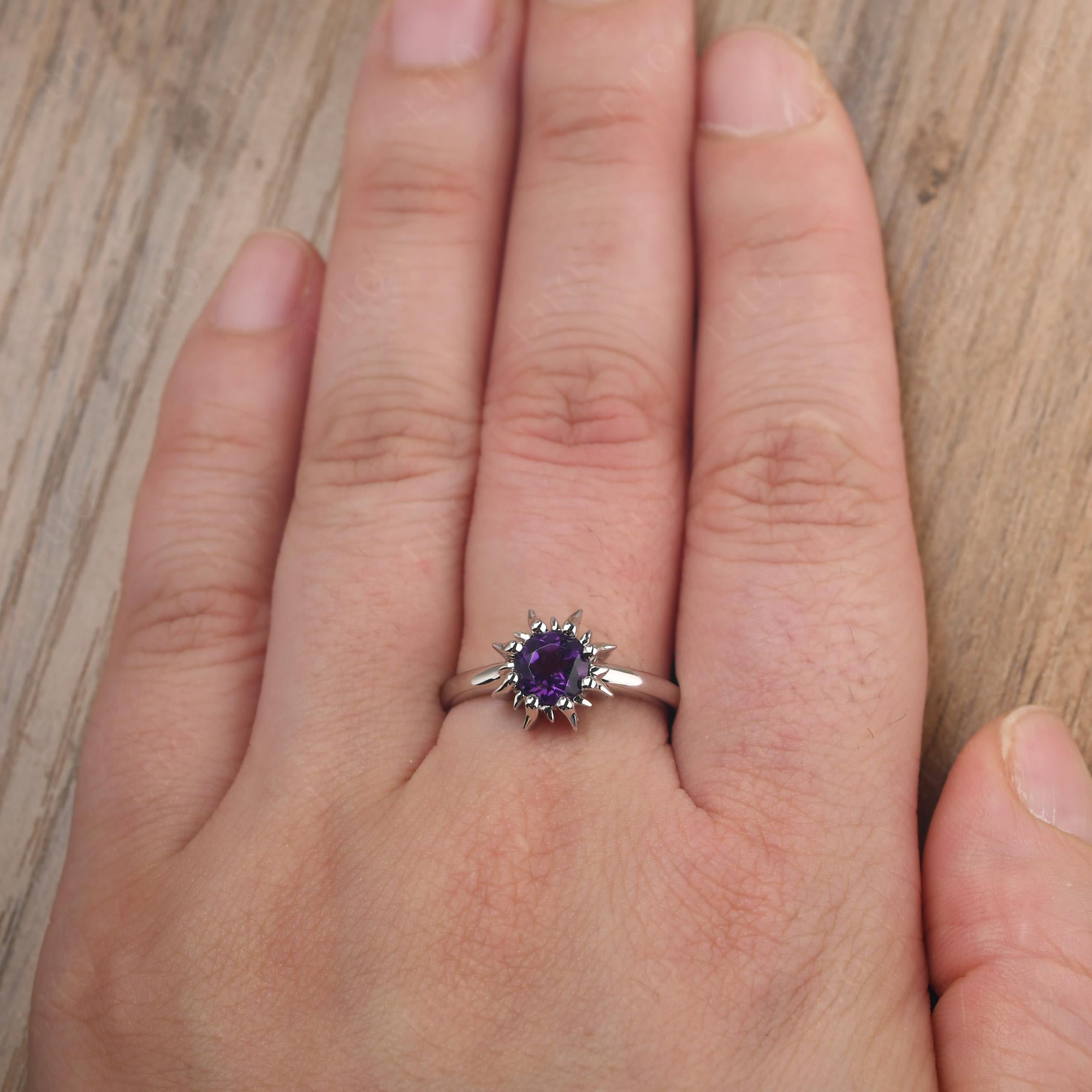Sunburst Amethyst Solitaire Ring - LUO Jewelry