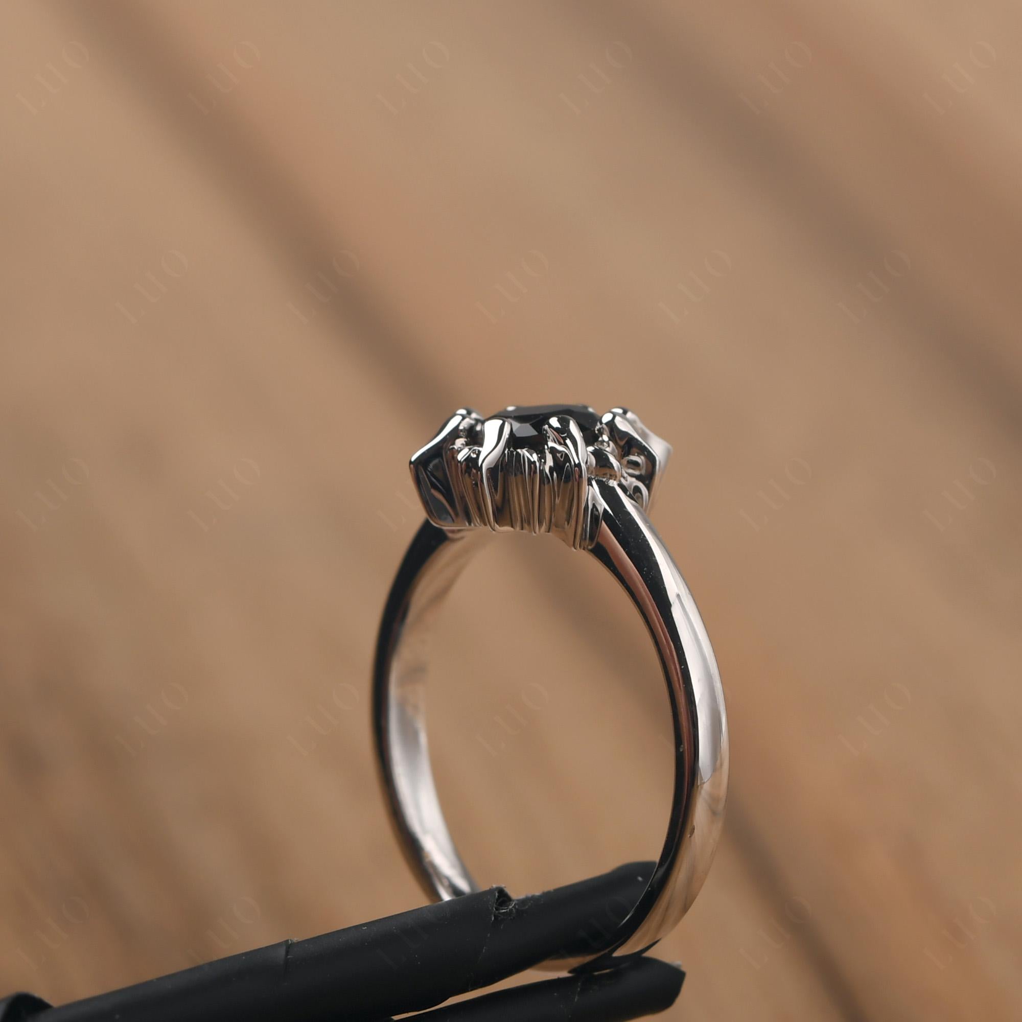 Sunburst Black Stone Solitaire Ring - LUO Jewelry