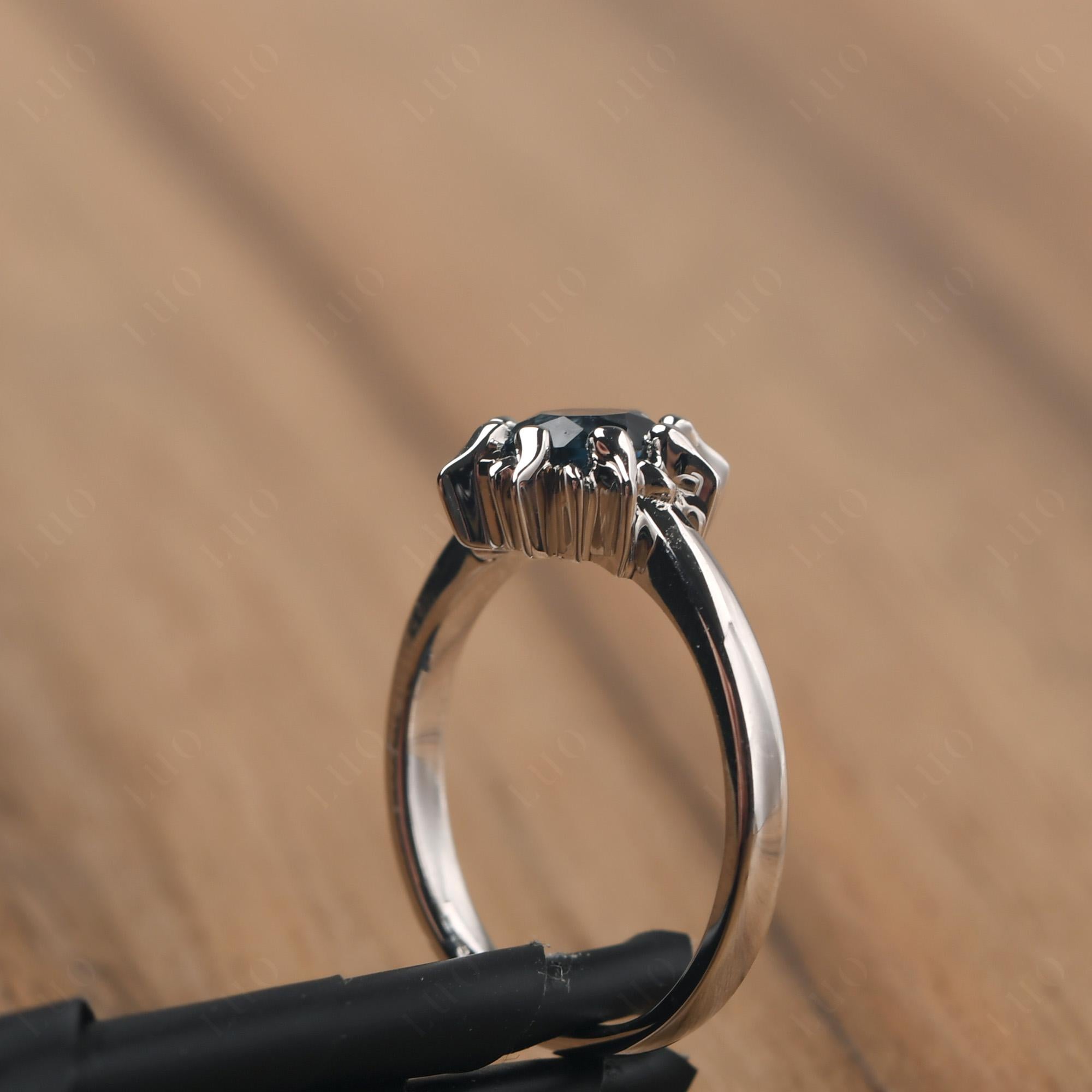 Sunburst London Blue Topaz Solitaire Ring - LUO Jewelry