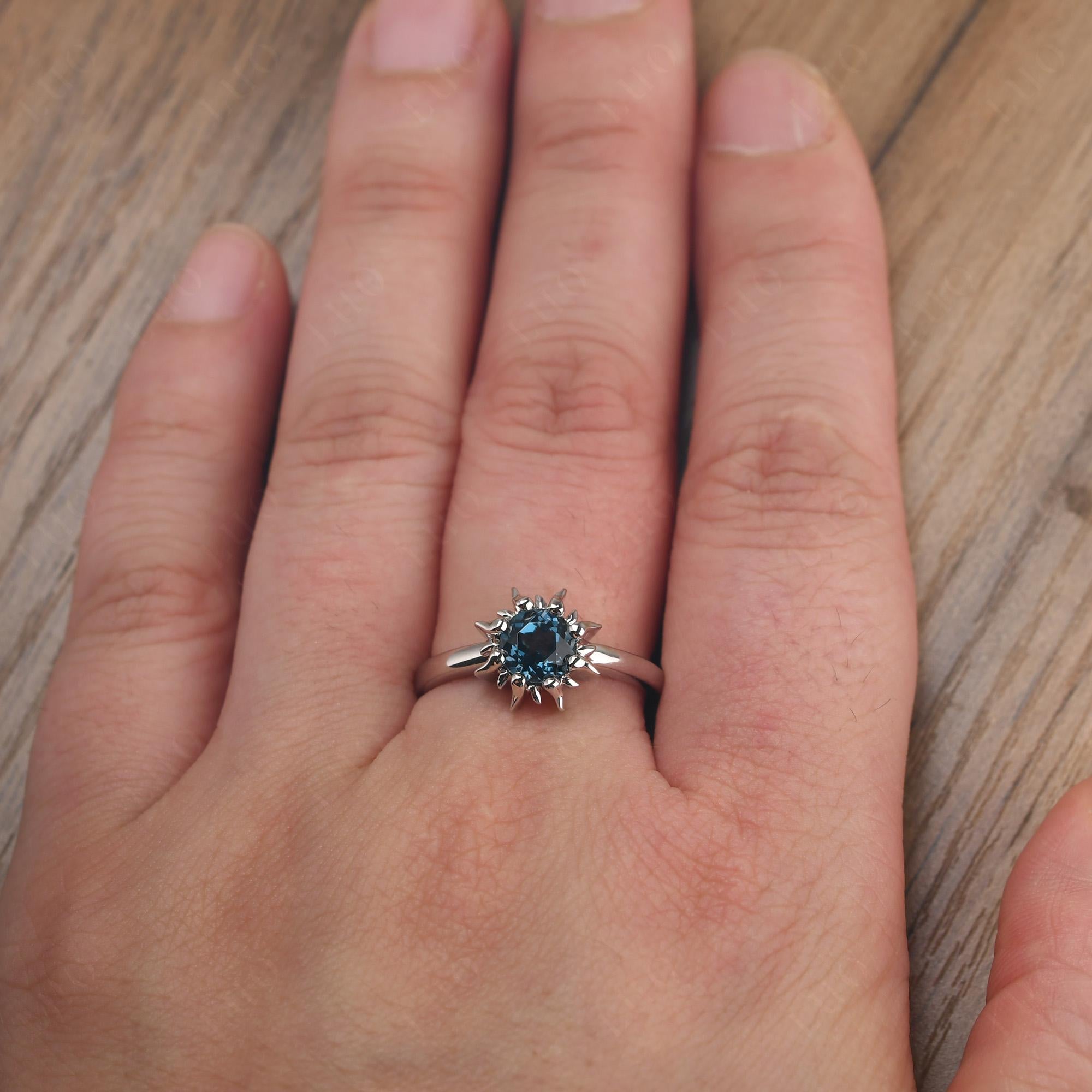 Sunburst London Blue Topaz Solitaire Ring - LUO Jewelry