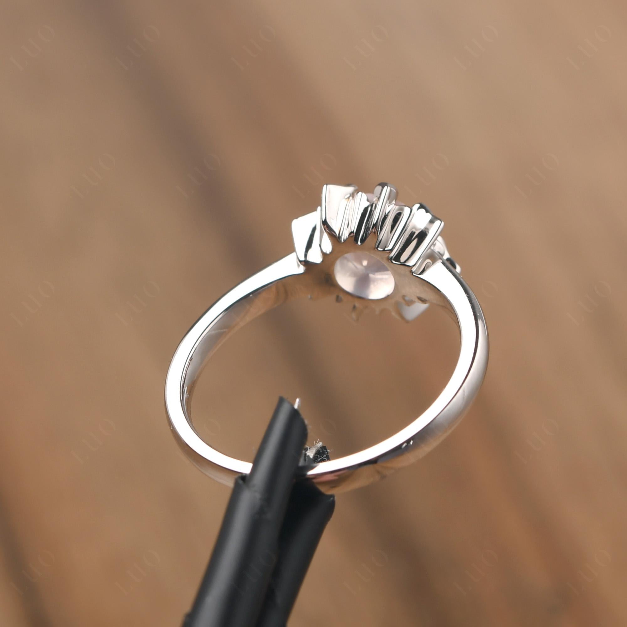 Sunburst Rose Quartz Solitaire Ring - LUO Jewelry
