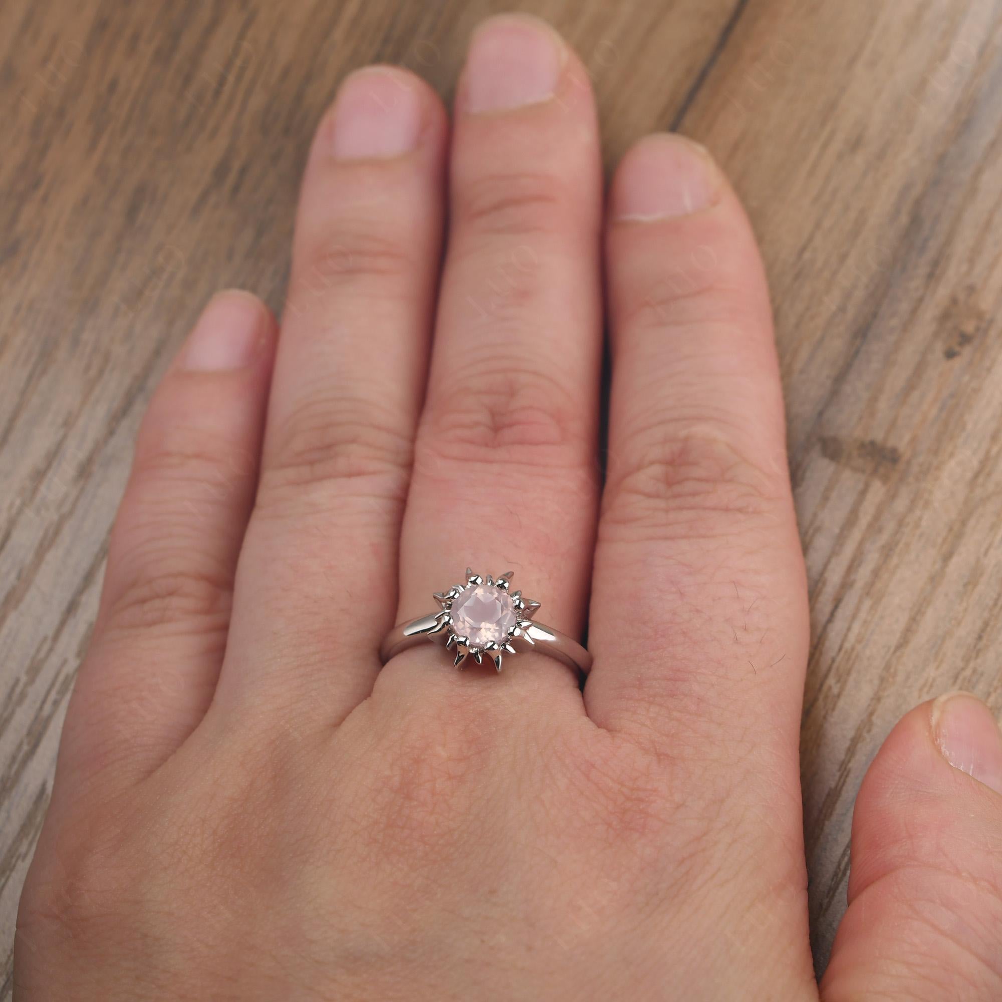 Sunburst Rose Quartz Solitaire Ring - LUO Jewelry