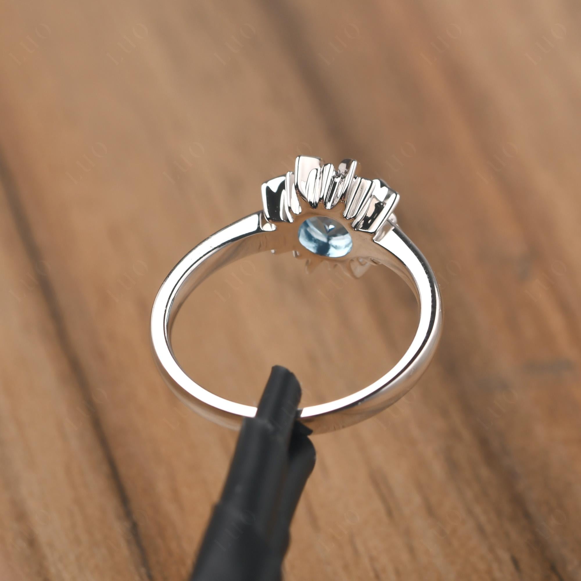 Sunburst Swiss Blue Topaz Solitaire Ring - LUO Jewelry