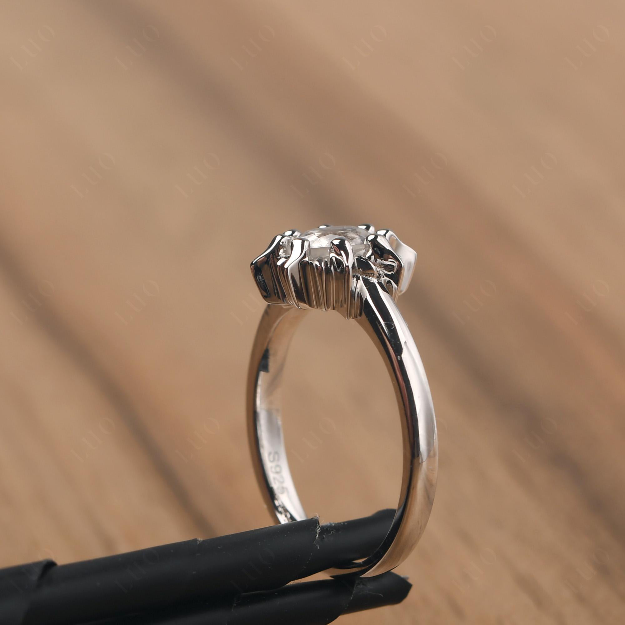 Sunburst White Topaz Solitaire Ring - LUO Jewelry