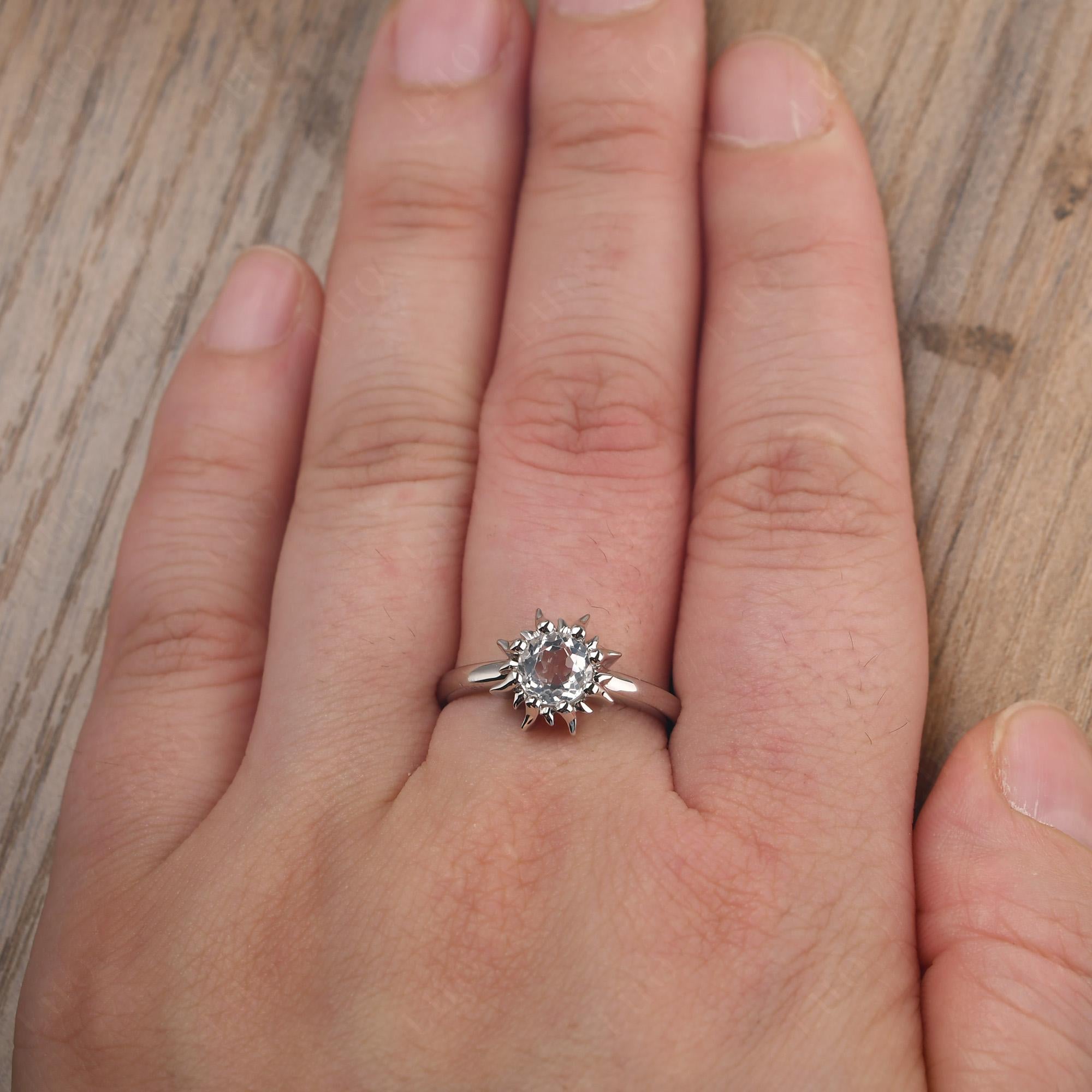 Sunburst White Topaz Solitaire Ring - LUO Jewelry