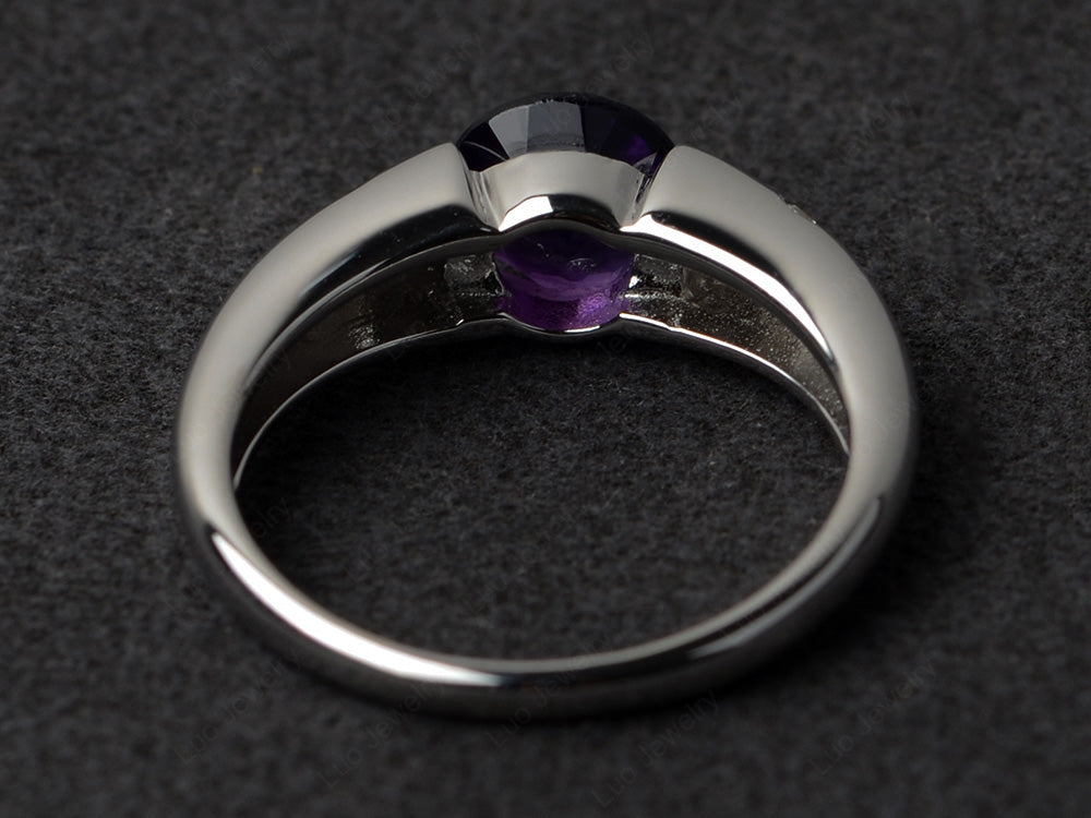 Starry Night Amethyst Ring Bezel Set Silver - LUO Jewelry