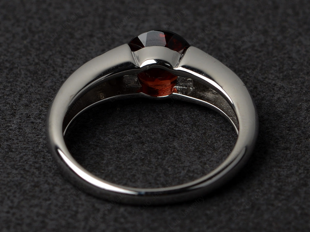 Starry Night Garnet Ring Bezel Set Silver - LUO Jewelry
