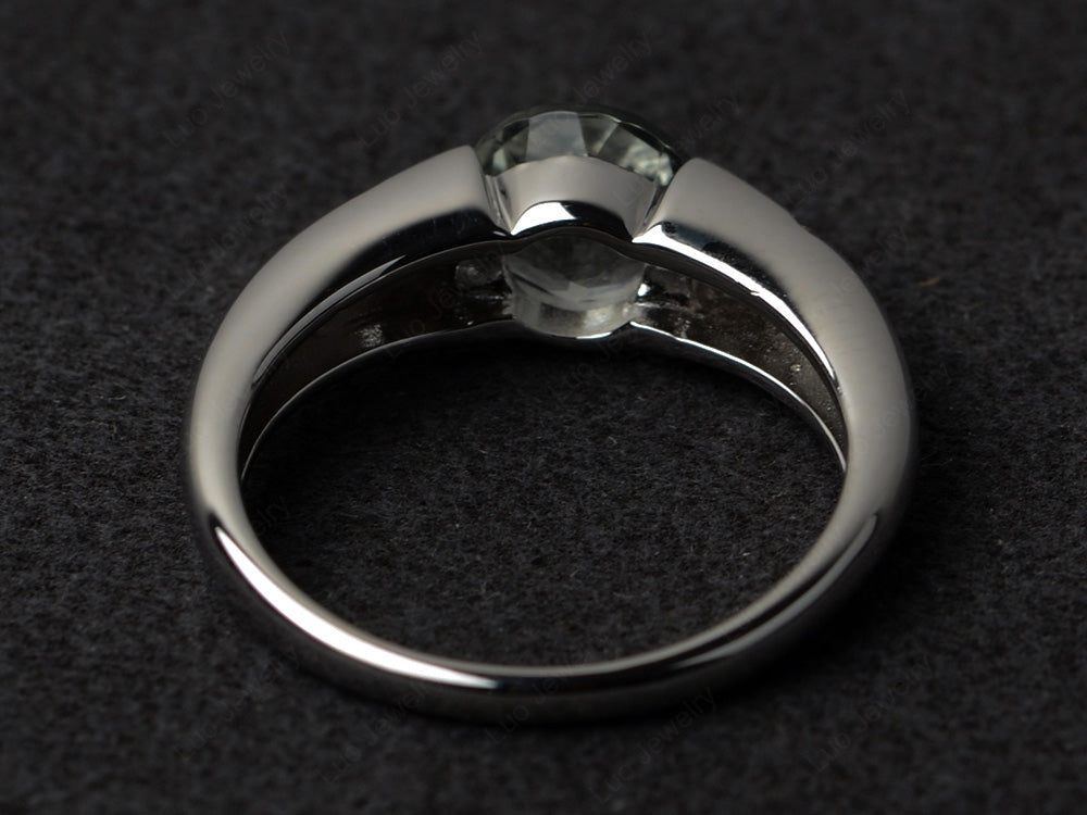 Starry Night Green Amethyst Ring Bezel Set Silver - LUO Jewelry