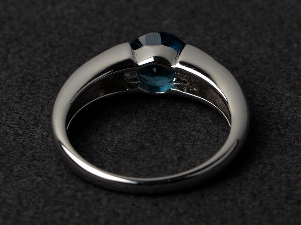 Starry Night London Blue Topaz Ring Bezel Set Silver - LUO Jewelry