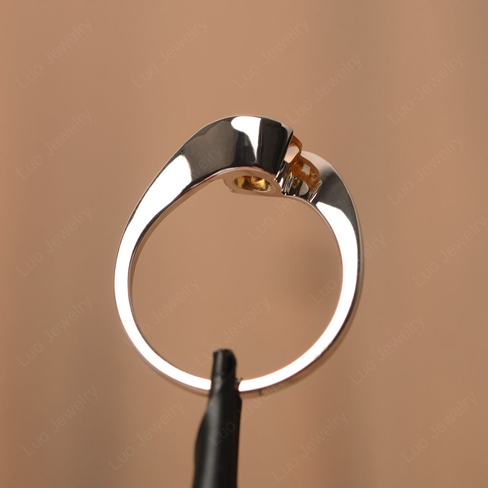 Citrine Solitaire Bezel Set Engagement Ring - LUO Jewelry