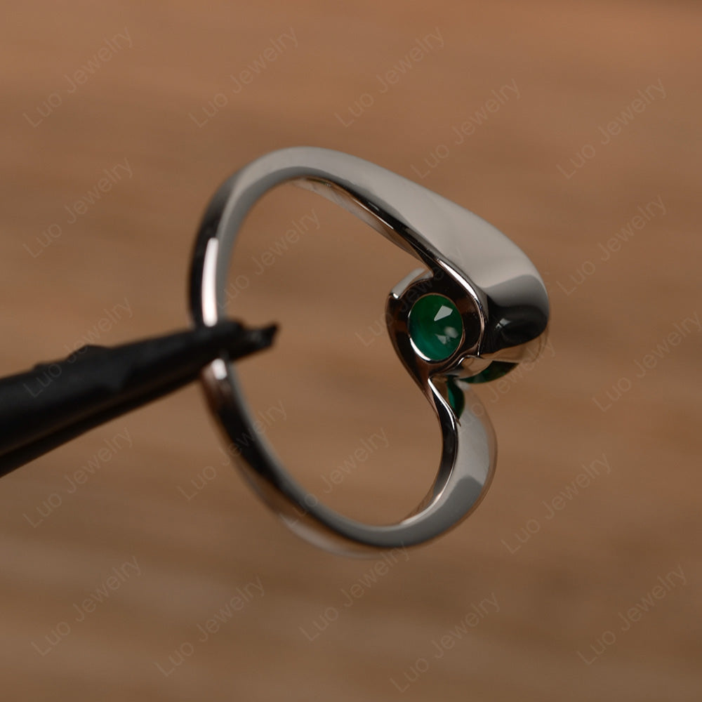 Lab Emerald Solitaire Bezel Set Engagement Ring - LUO Jewelry