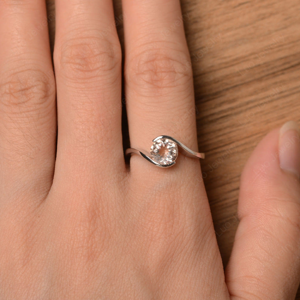 Morganite Solitaire Bezel Set Engagement Ring - LUO Jewelry