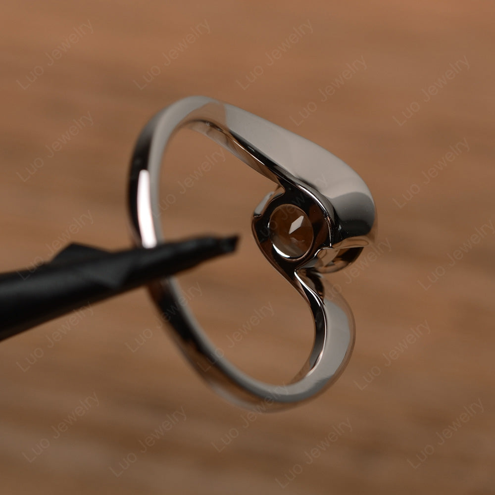 Smoky Quartz Solitaire Bezel Set Engagement Ring - LUO Jewelry