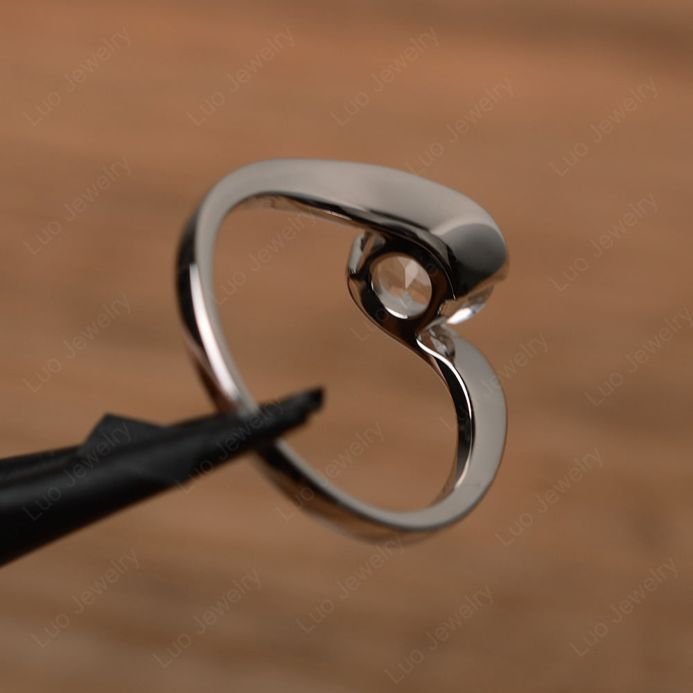 White Topaz Solitaire Bezel Set Engagement Ring - LUO Jewelry