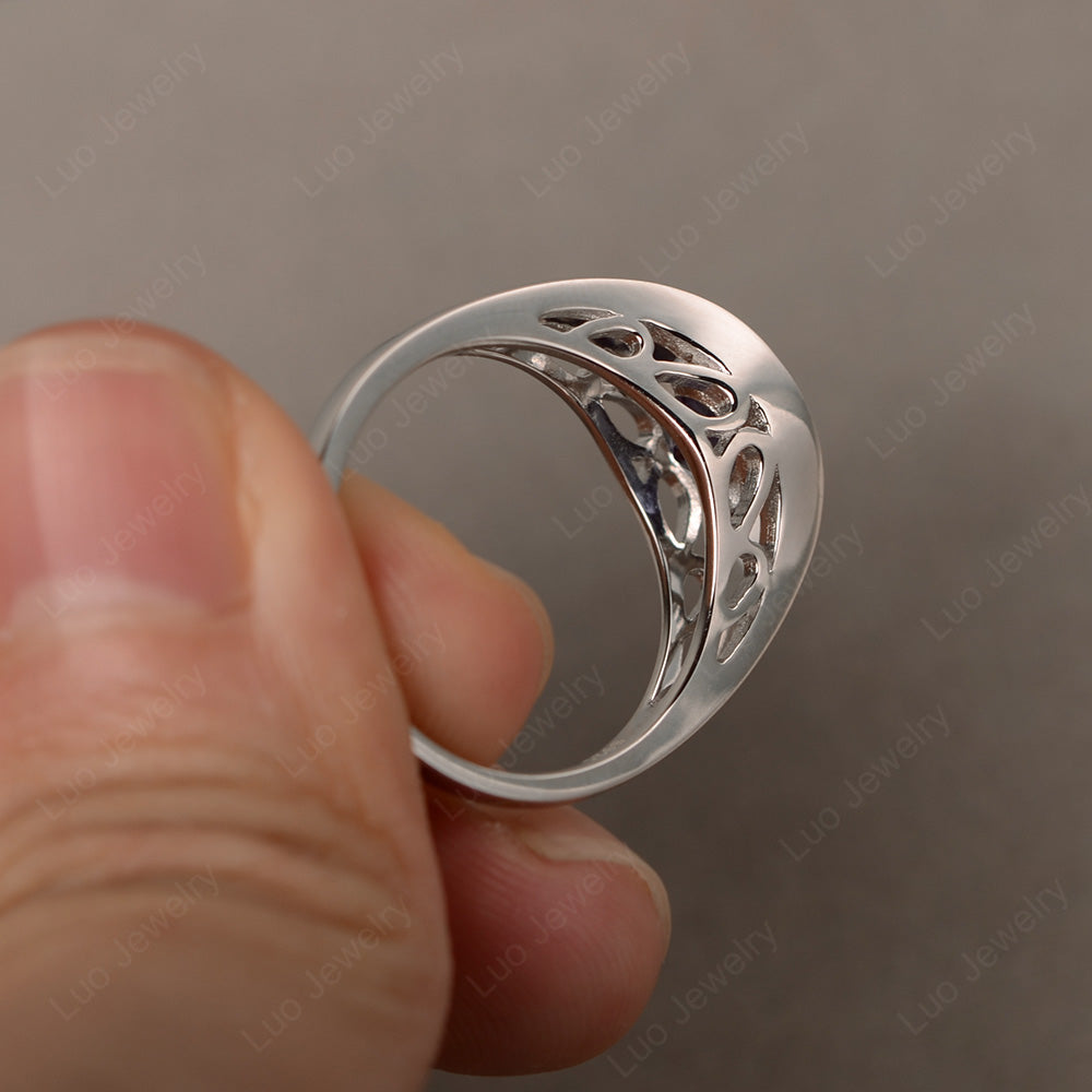 Vintage Alexandrite Ring Solitaire Wedding Ring - LUO Jewelry