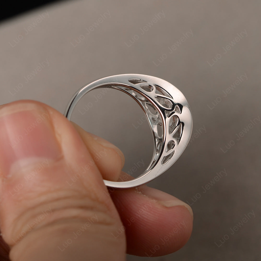 Vintage White Topaz Ring Solitaire Wedding Ring - LUO Jewelry