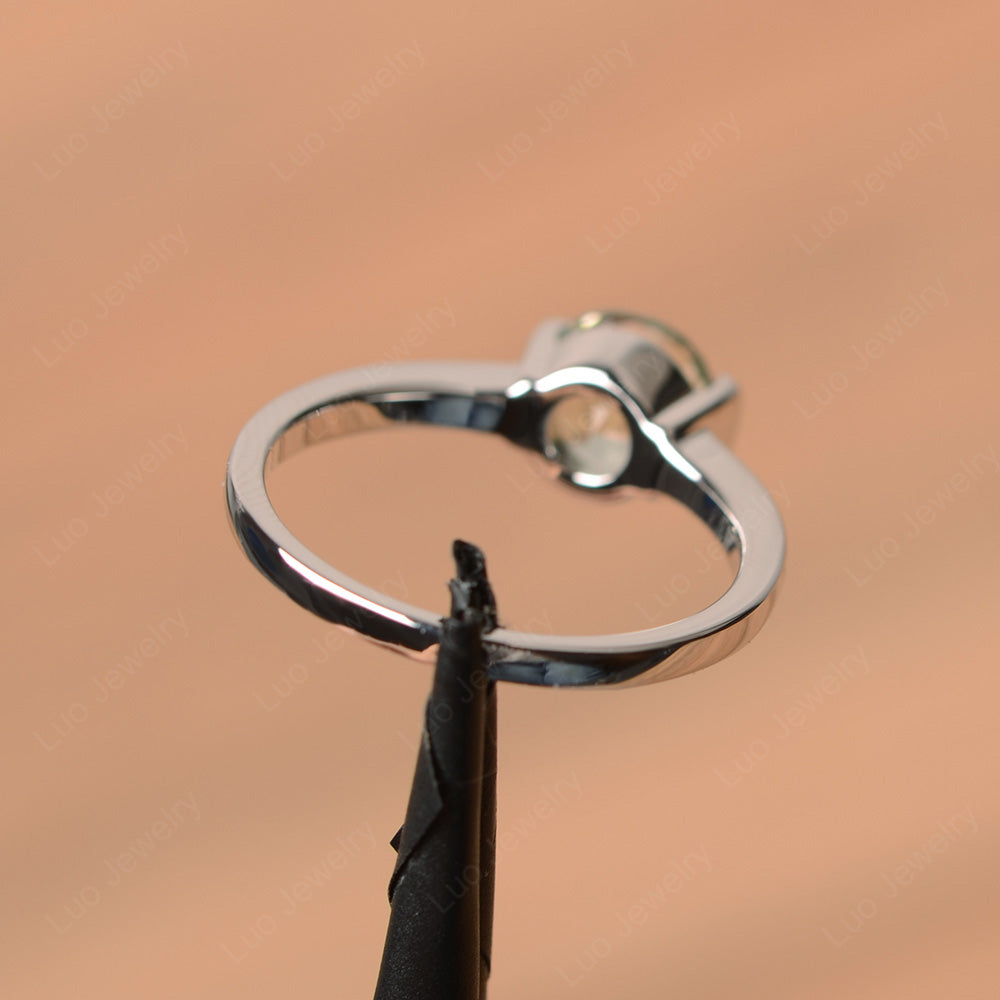 Round Cut Green Amethyst Solitaire Bezel Ring - LUO Jewelry