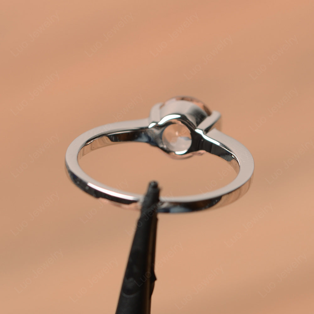 Round Cut Morganite Solitaire Bezel Ring - LUO Jewelry