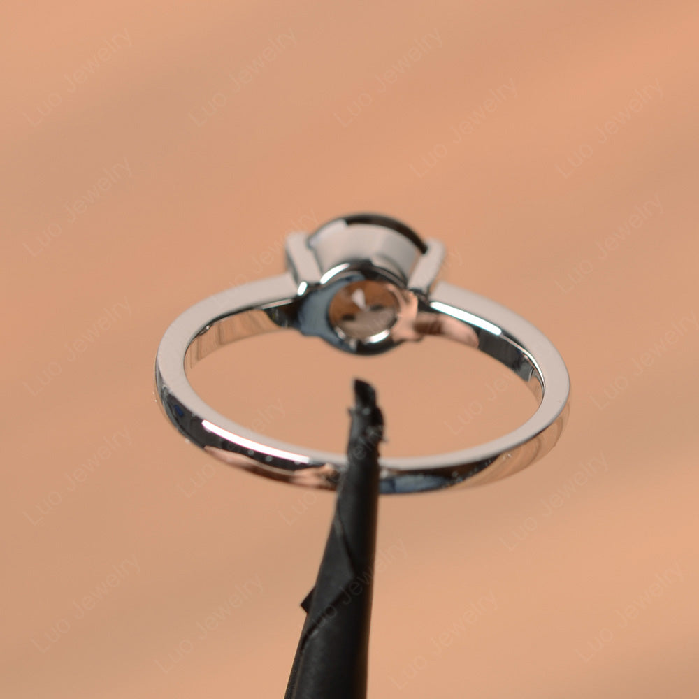 Round Cut Smoky Quartz Solitaire Bezel Ring - LUO Jewelry