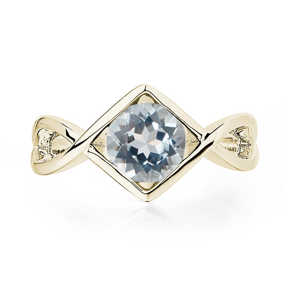 Aquamarine Bezel Set Infinity Solitaire Ring - LUO Jewelry #metal_14k yellow gold