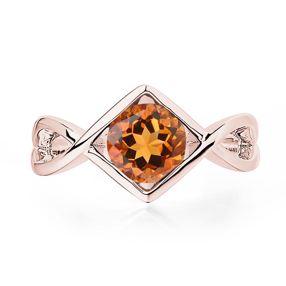 Citrine Bezel Set Infinity Solitaire Ring - LUO Jewelry #metal_18k rose gold