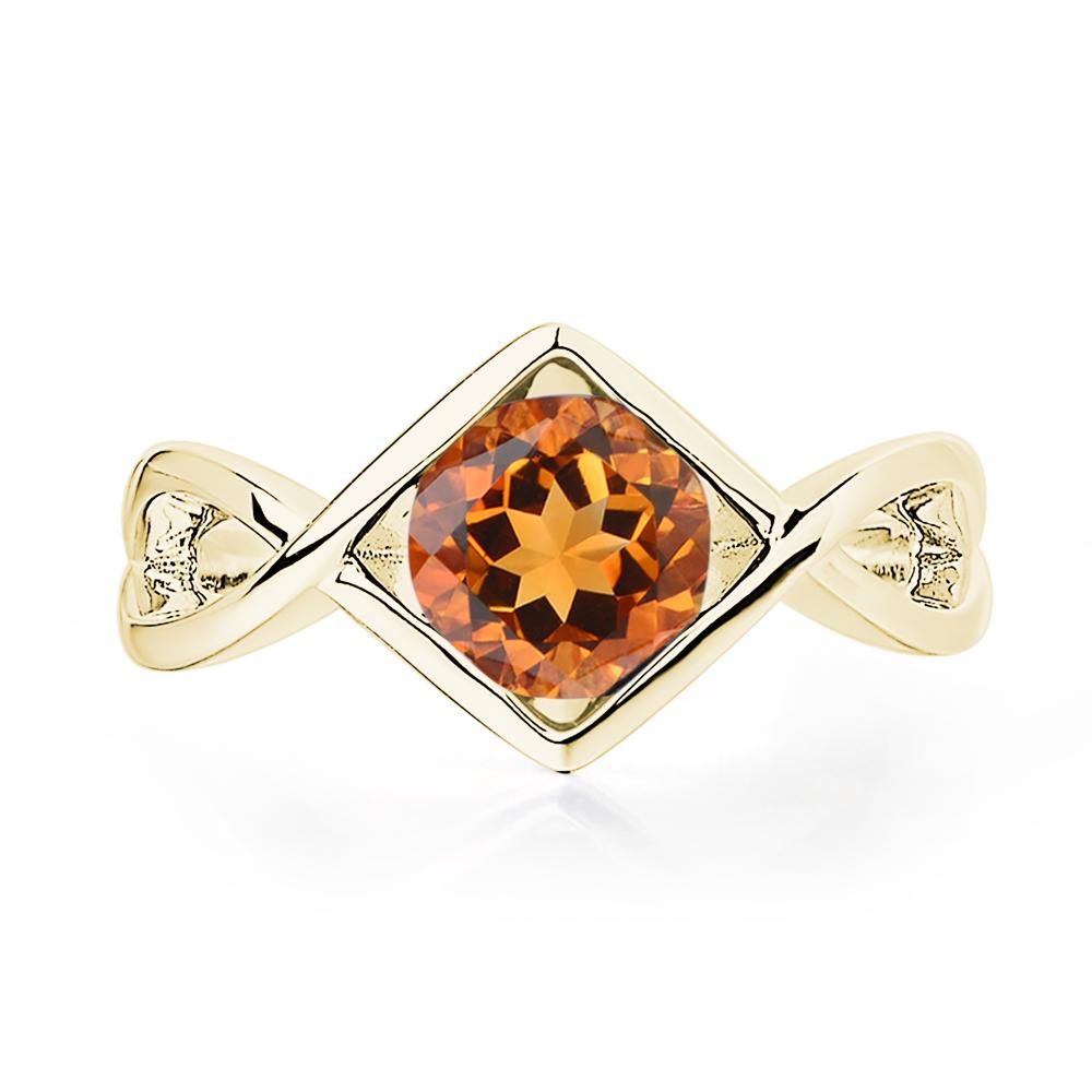 Citrine Bezel Set Infinity Solitaire Ring - LUO Jewelry #metal_18k yellow gold
